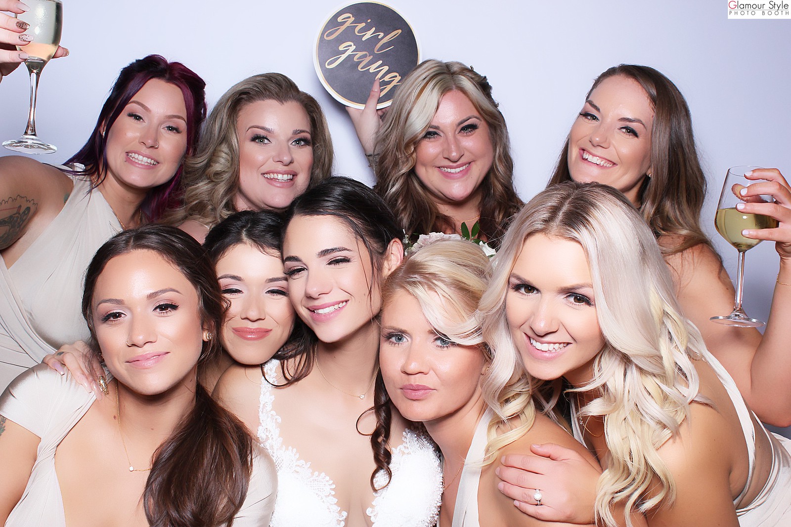Wedding bridal party at Glamour Style Photo Booth